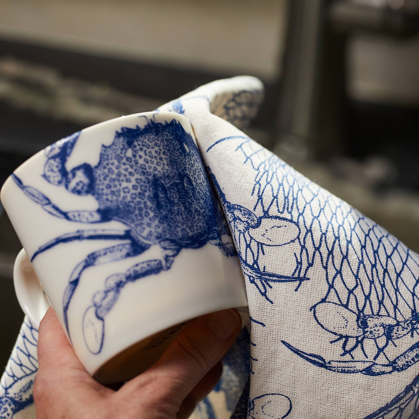 Crabs & Nets Kitchen Towels, Set of 2