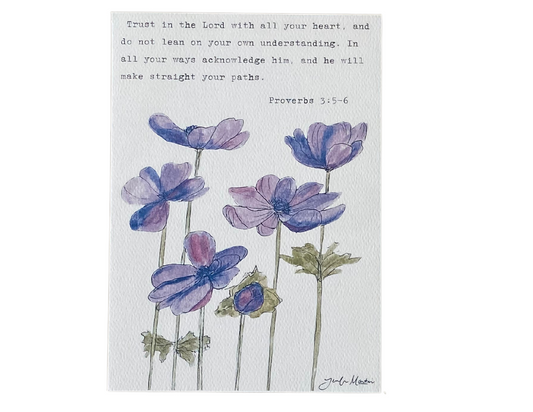 5x7 Floral Verse Print-Proverbs 3: 5-6