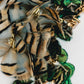 Brown Striped Feather Statement Tassel Earrings