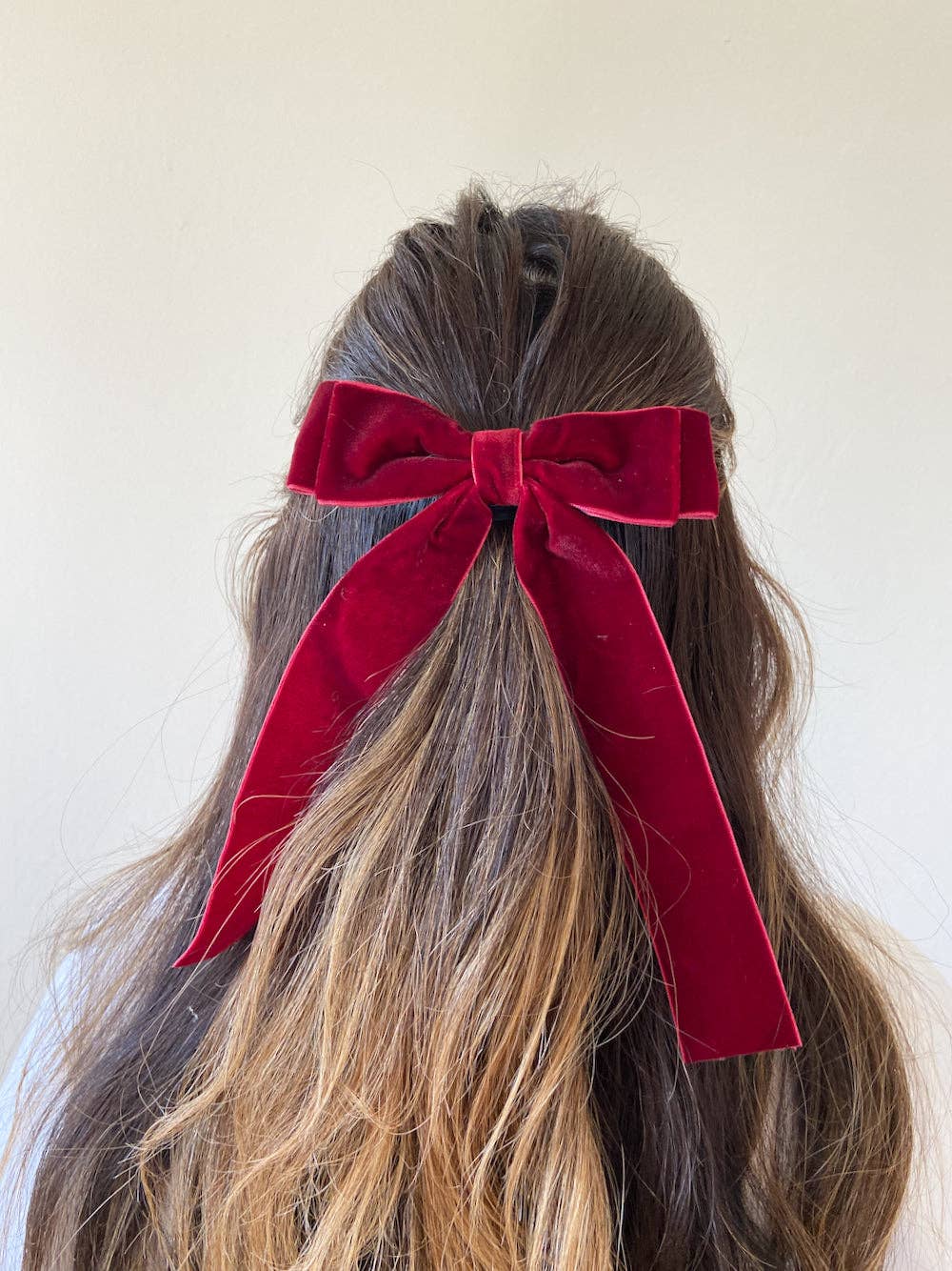 Classic Velvet Hair Bow Barrette | Red