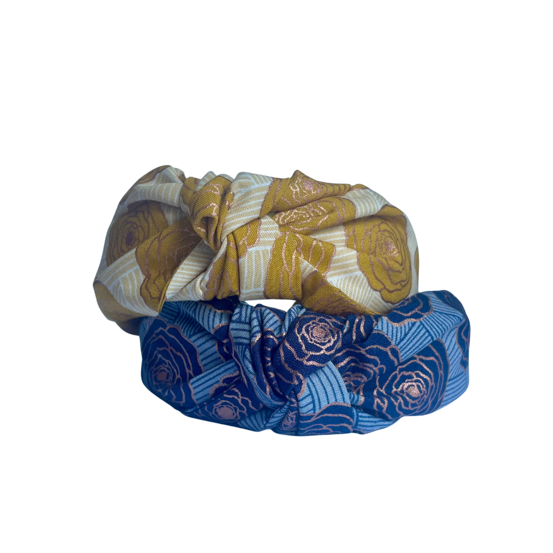 Navy Roses- Top Knot Headband