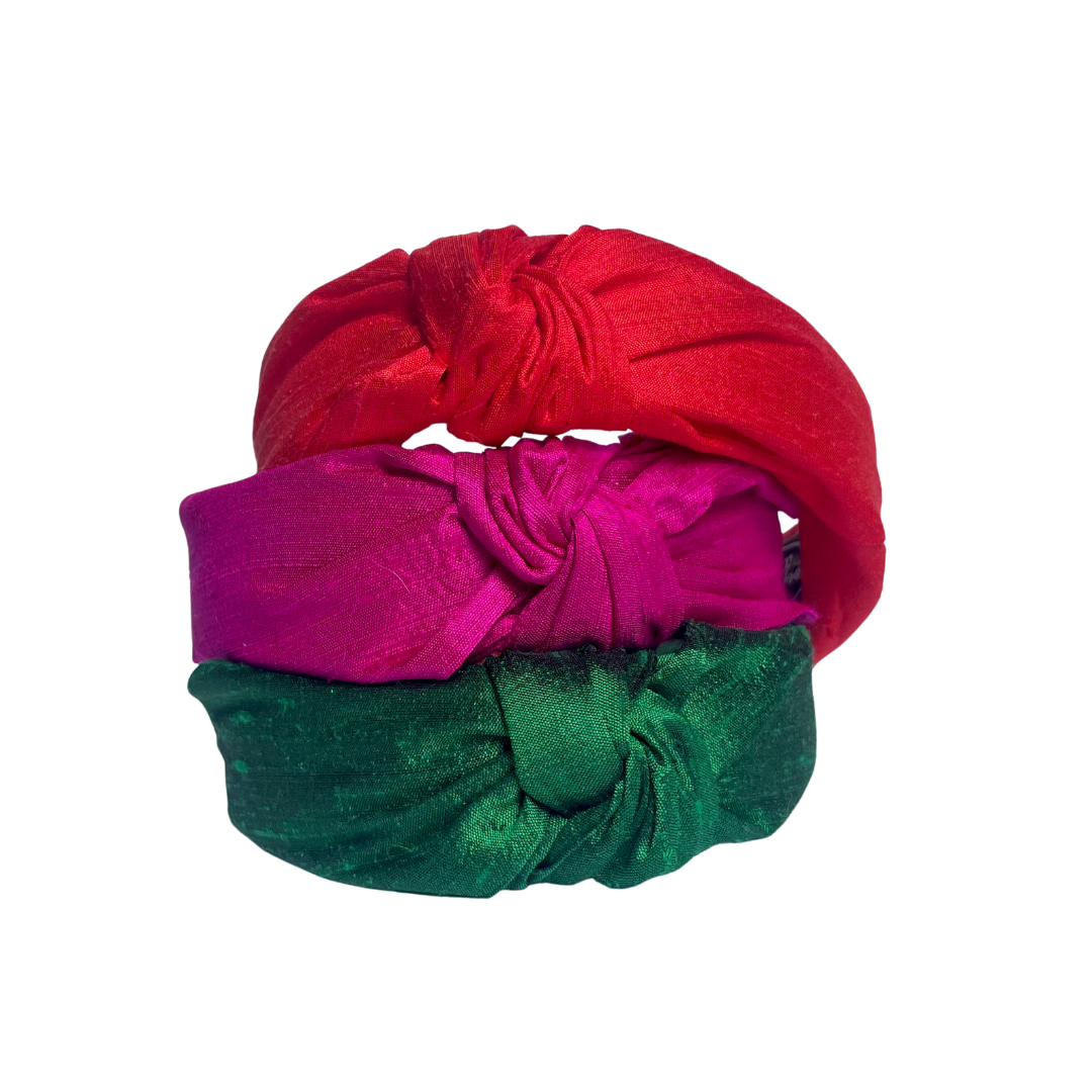 FUCHSIA Dupioni Silk Top Knot Headband