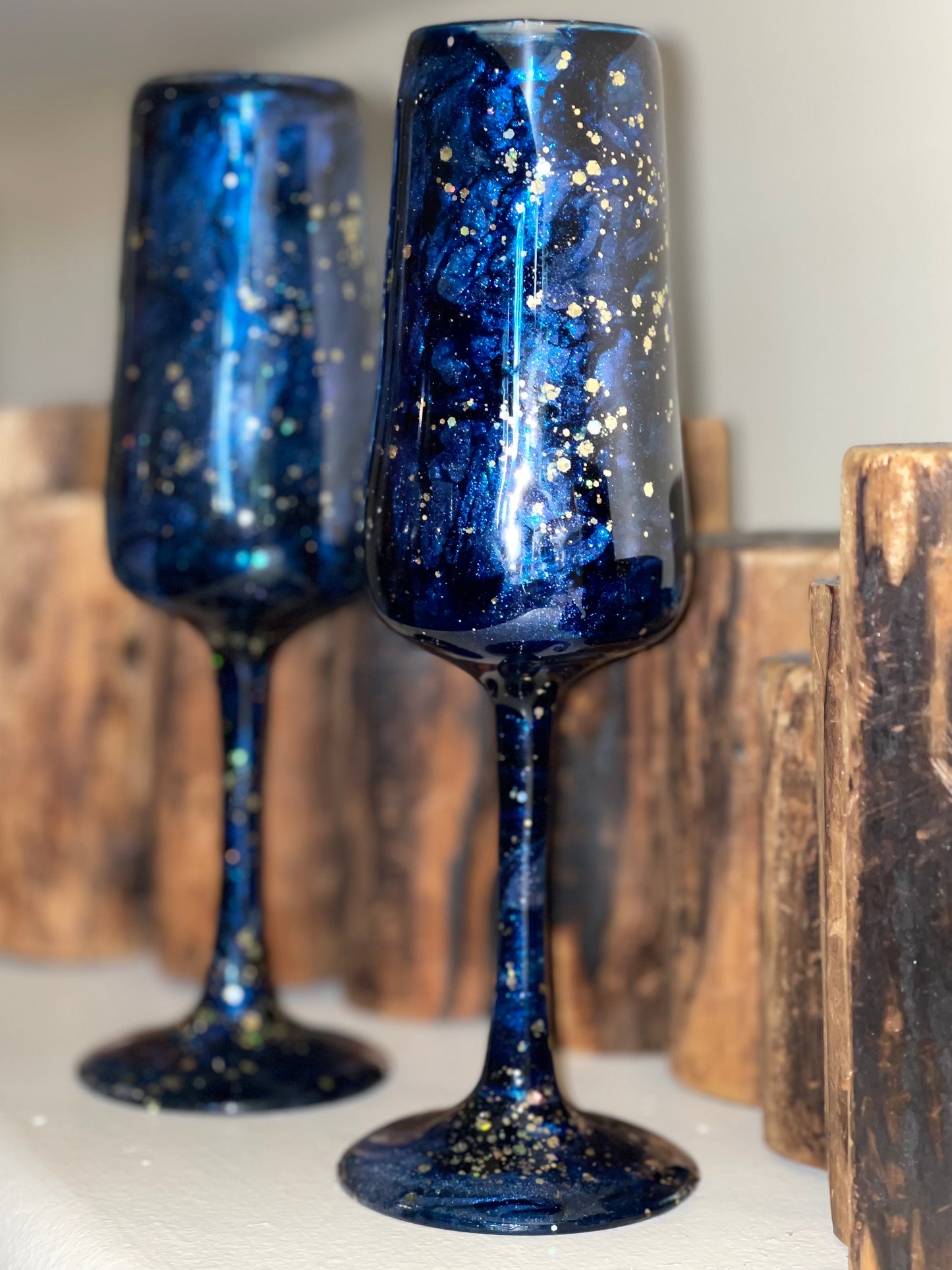 Sapphire Midnight Champagne Flute