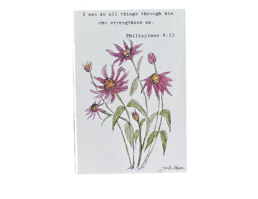 4x6 Floral Verse Print-Philippians 4:13