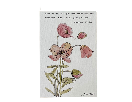 4x6 Floral Verse Print-Matthew 11:28