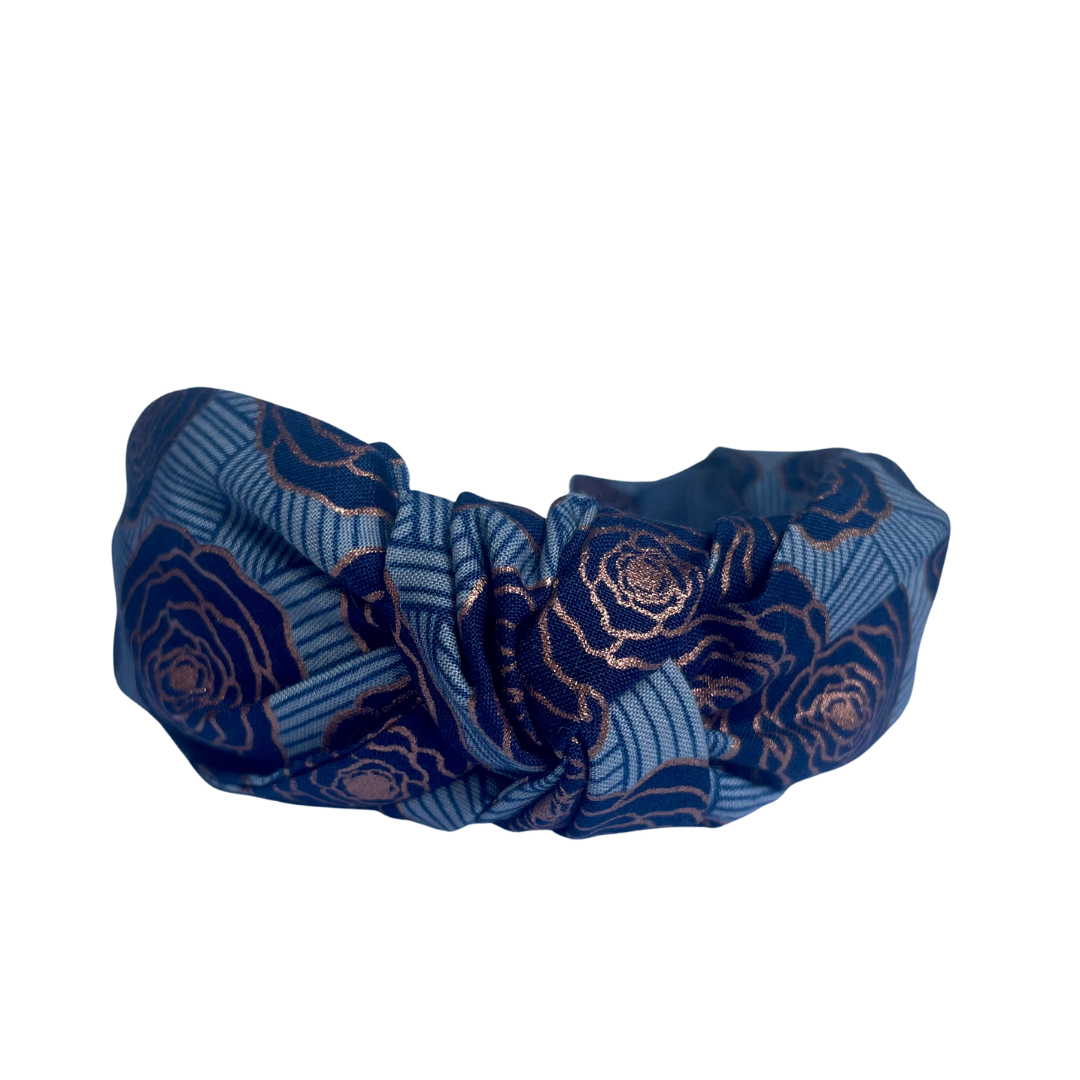 Navy Roses- Top Knot Headband