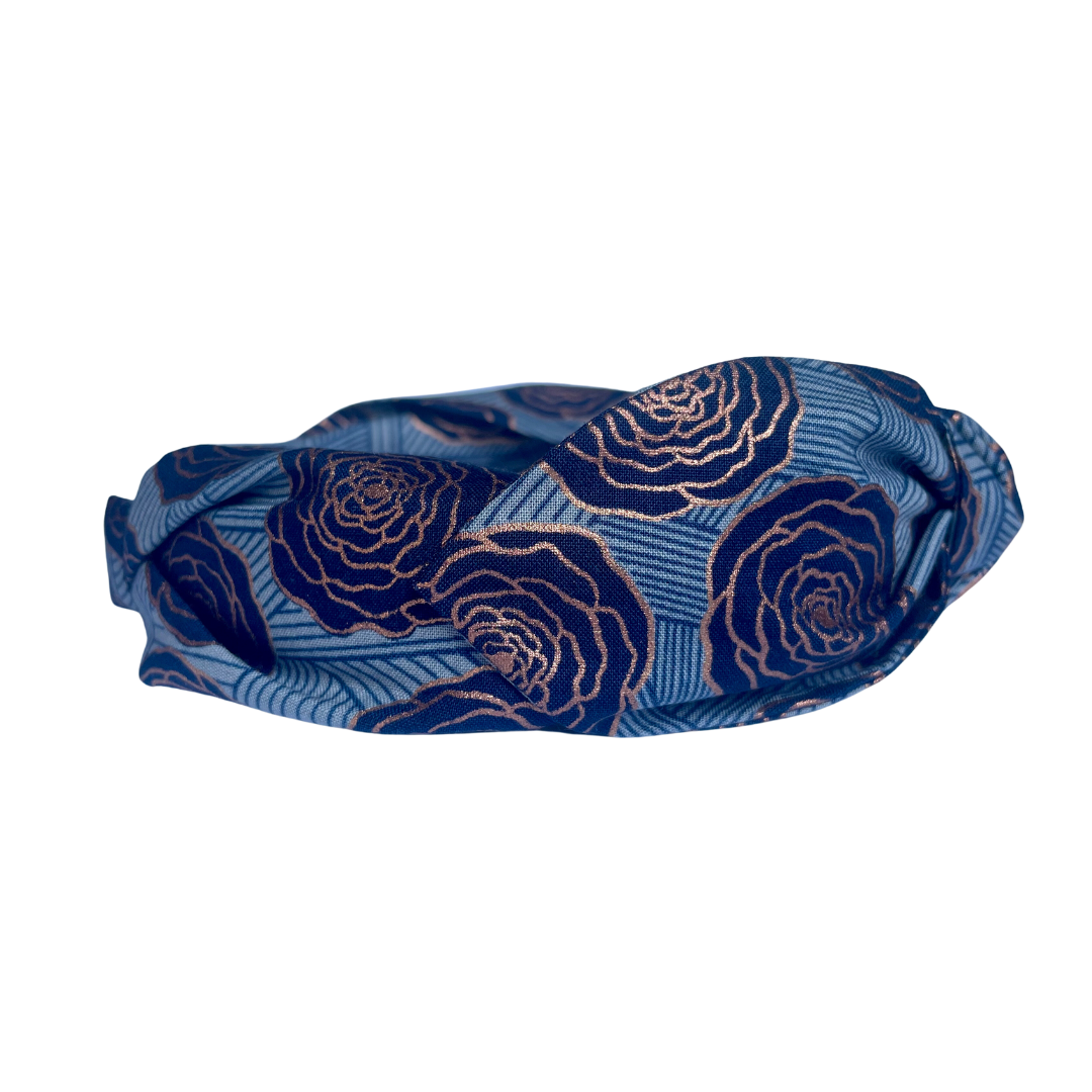 Navy Roses- Top Knot Headband