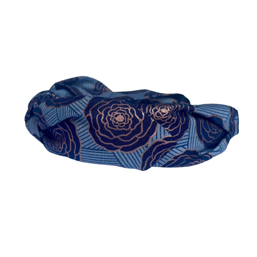 Navy Roses- Top Knot Headband