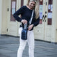 Navy Blue Shiny HydroBag with Gray/Navy  Strap