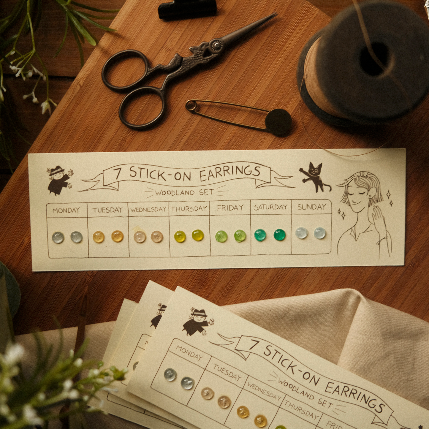 Woodland Stick-On Earring Set