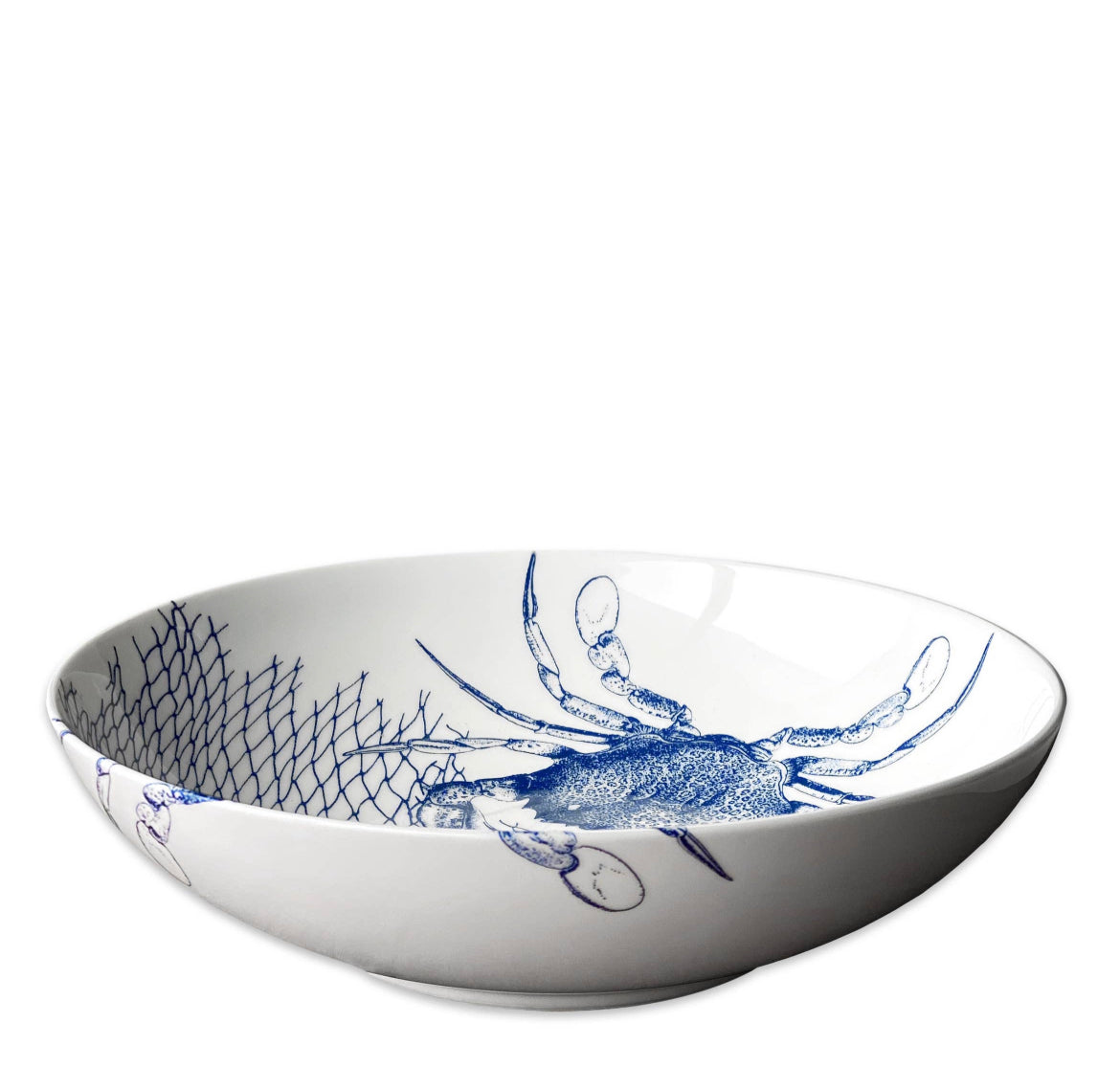 Crabs Blue Wide Serving Bowl