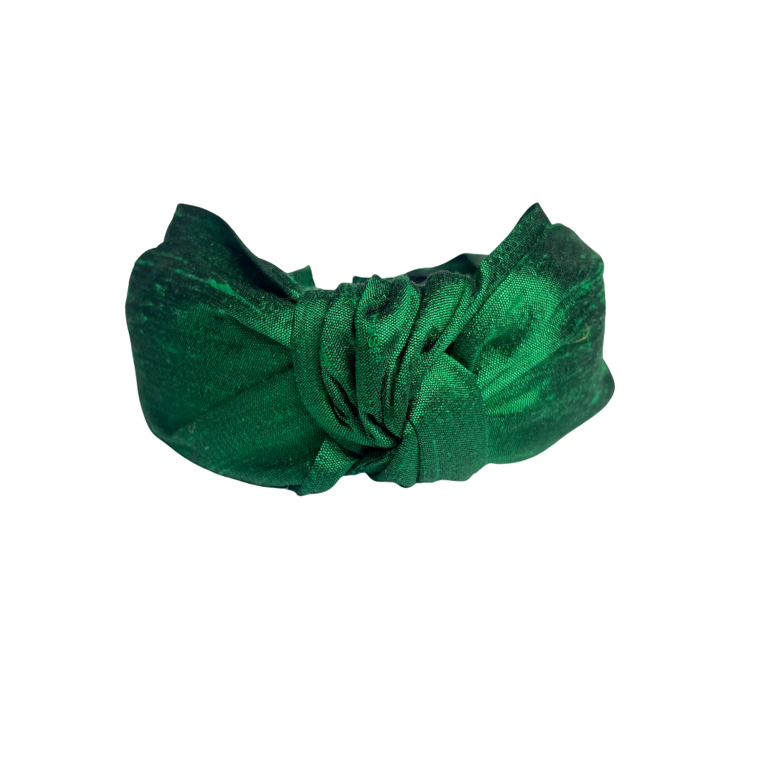 Emerald Dupioni Silk Top Knot Headband