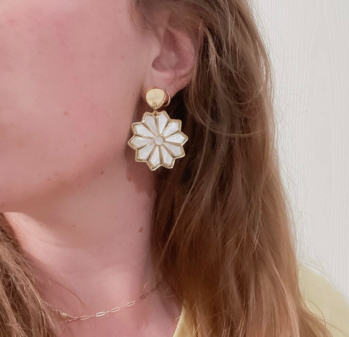 Pearly Bloom Acrylic Drop Earrings