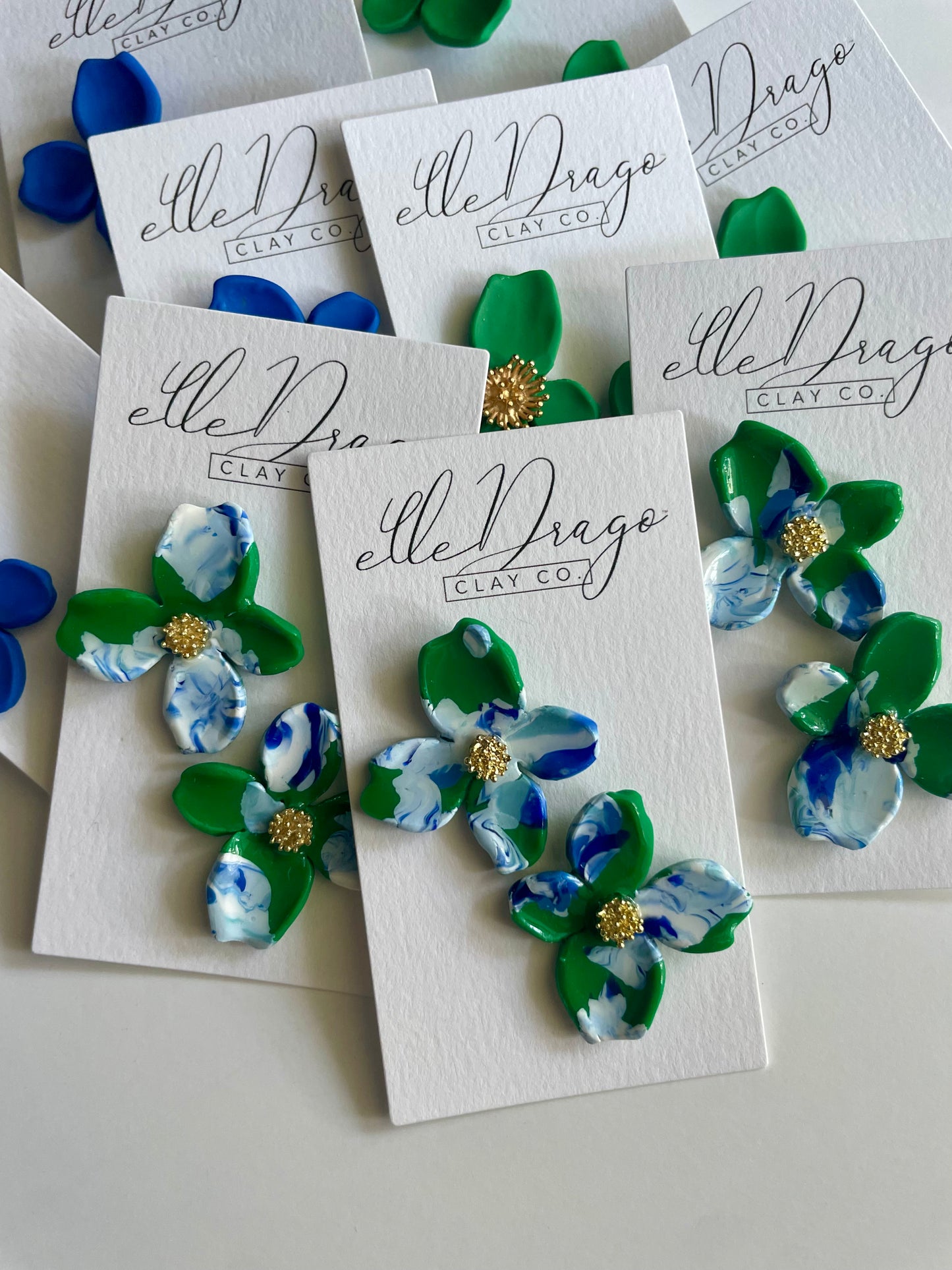 Green and Blue Marbled Magnolia Studs