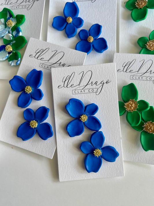 Electric Blue Magnolia Studs