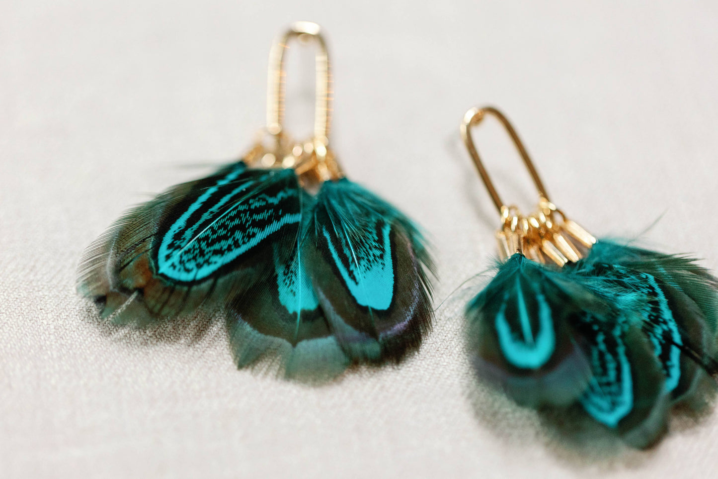 Peacock Feather Statement Tassel Earrings