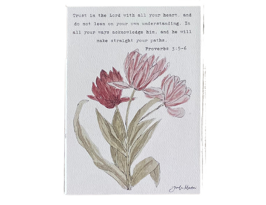 5x7 Floral Verse Print-Proverbs 3:5-6