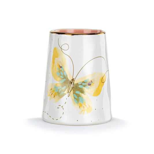 Yellow & Blue Butterfly Picked With Love Vase