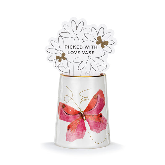 Pink Butterfly Picked With Love Vase