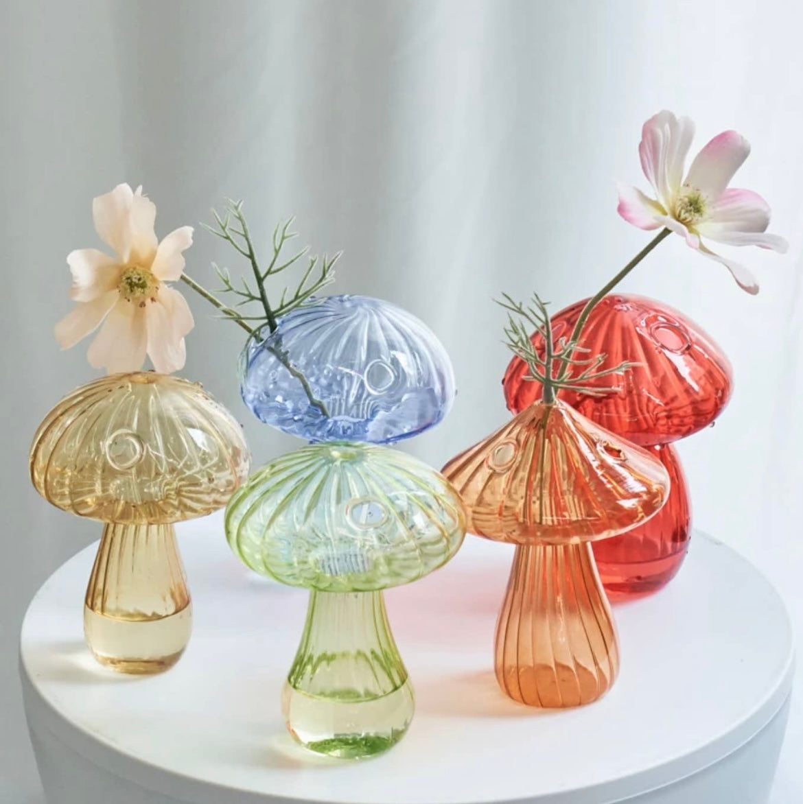 Yellow Mushroom Glass Bud Vase