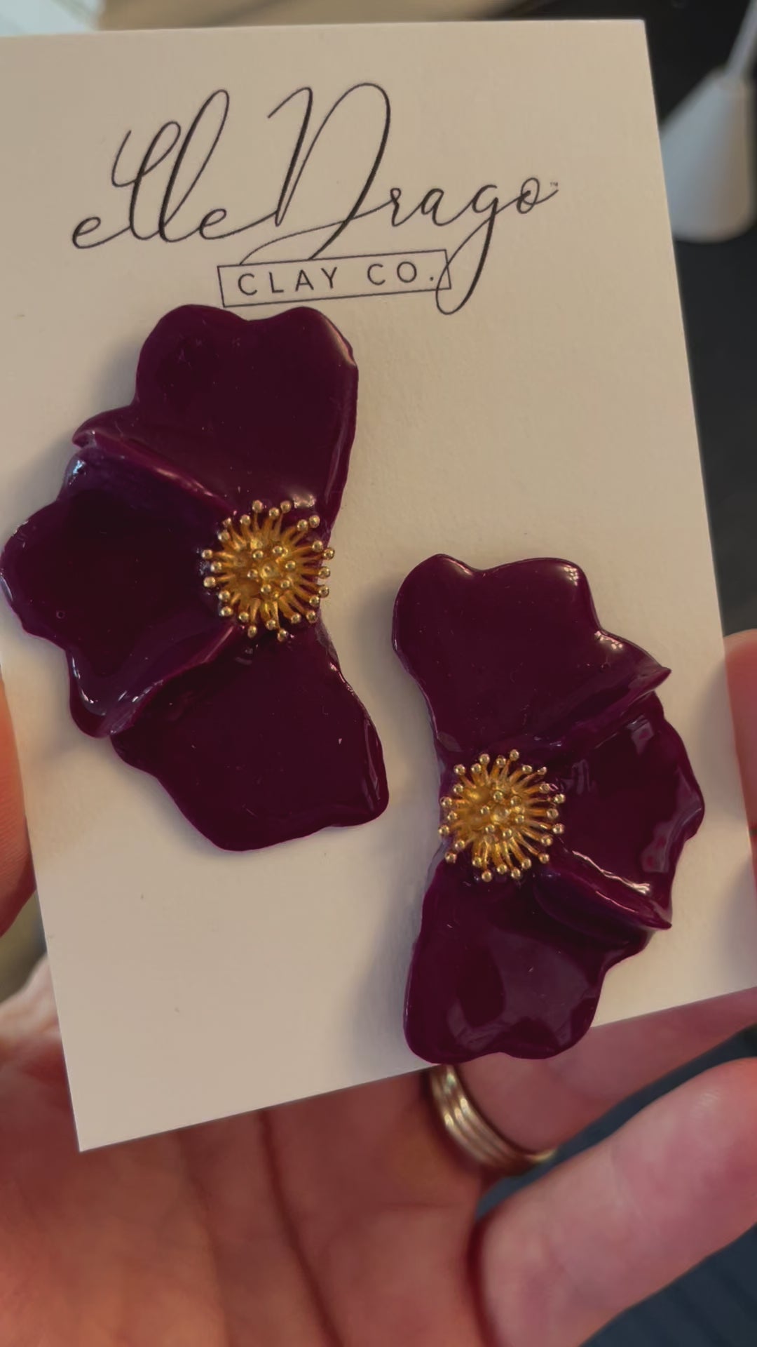 Olivia Earrings- Glossy Plum