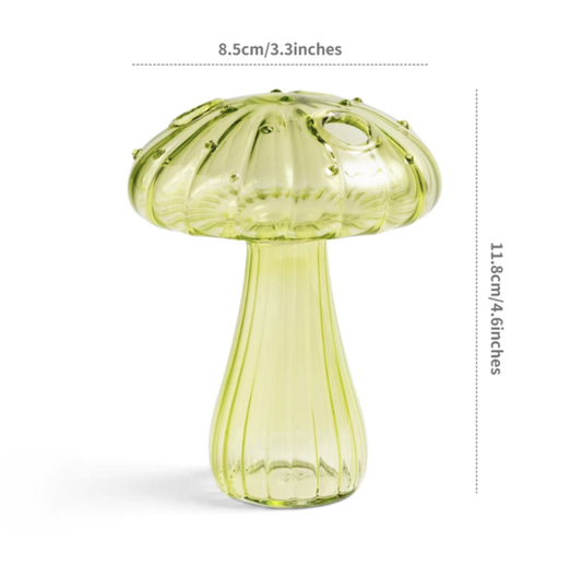 Green Glass Mushroom Bud Vase