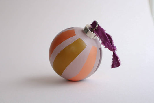 Modern "PEPPERMINT" Hand Painted Ornament