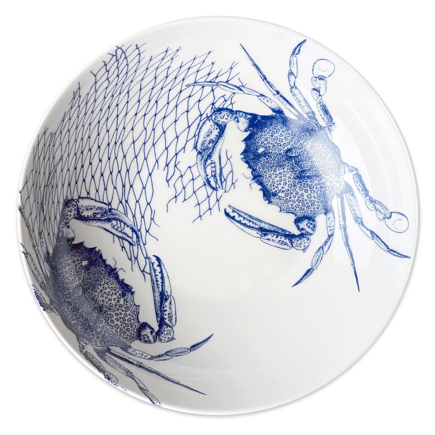 Crabs Blue Wide Serving Bowl