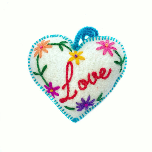 Love White Embroidered Heart