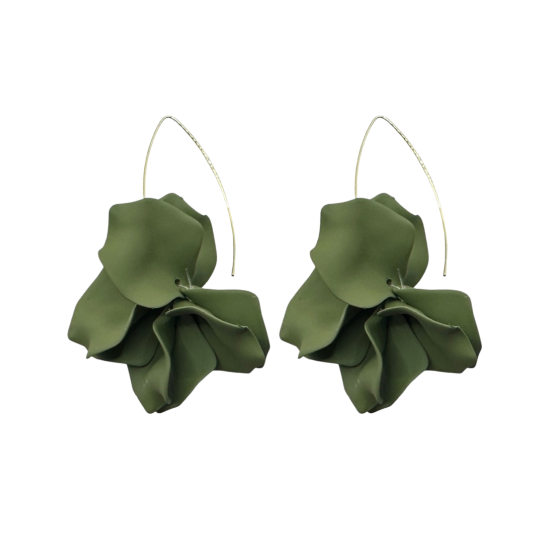 Matte Olive Air Bloom Earrings