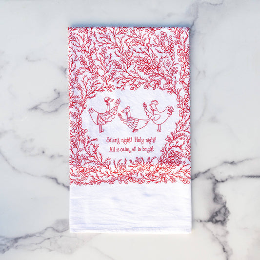 Silent Night Christmas Hymn Tea Towel