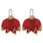 Garnet Gold Dipped Feather Statement Earrings