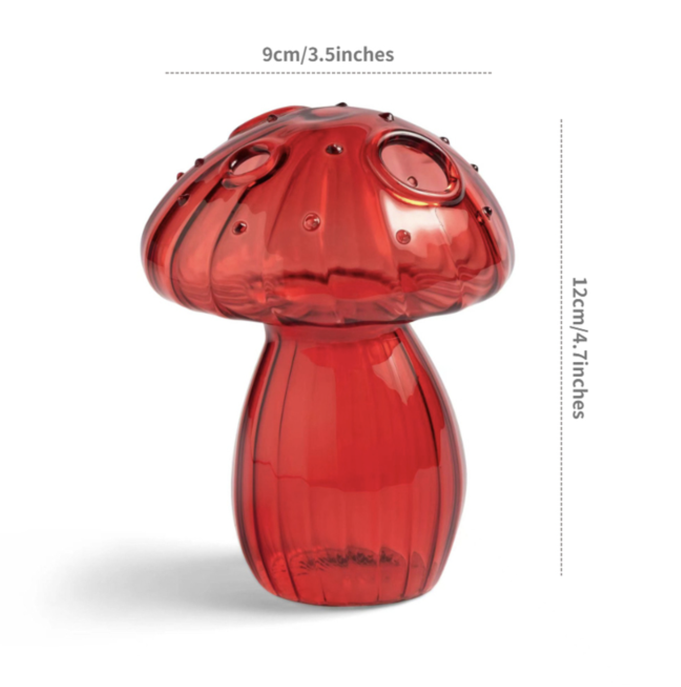 Red Glass Mushroom Bud Vase